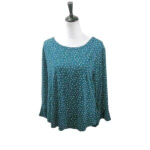 Elle Teal Floral 3/4 Sleeve Blouse Size Large